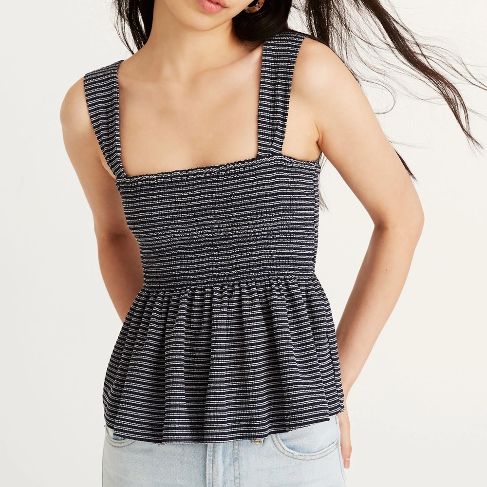 Madewell Texture & Thread Smocked Peplum Top